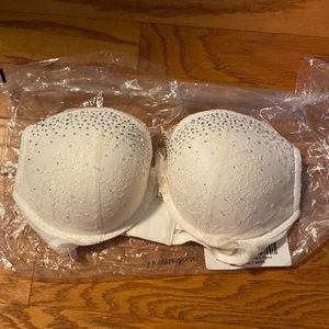 Victoria Secret lace rhinestone White Wedding perfect Dream Angel 34DDD push-up